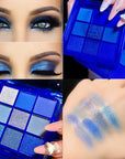 9-Color Glitter Matte Eyeshadow Palette, Silver Grey, Light Blue, Highly Pigmented Waterproof Corpse Bride Makeup for Blue Eyes
