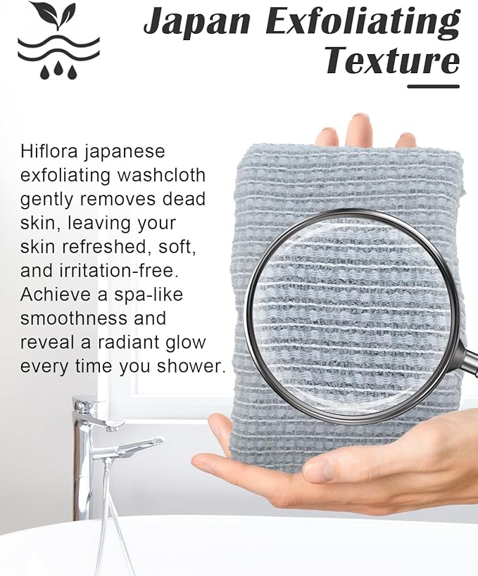 3D Wave Weave Japanese Exfoliating Washcloth, Intense Exfoliating Back Scrubber for Shower, Extra-Rough Body Scrub Towel, Korean Style, Volcano (Extra-Hard)