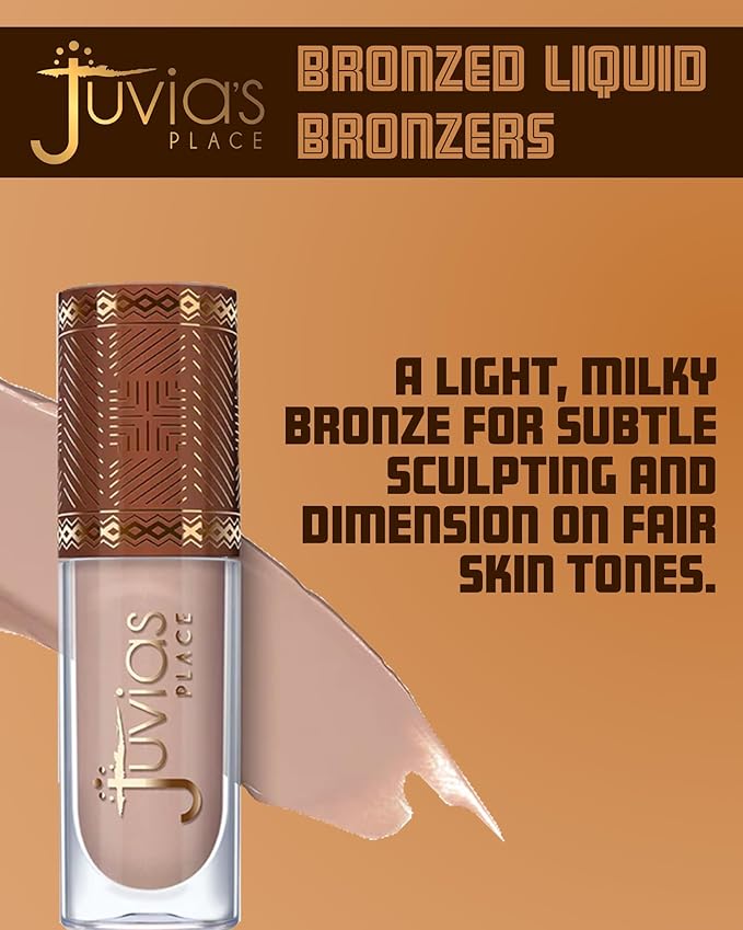 Juvia’s Place Bronzed Liquid Bronzer - Almond - Liquid Bronzer for Face with Silky Blendable Texture - Buildable Coverage for Natural Contour & Dimension - Easy-to-Blend, Patch-Proof Formula