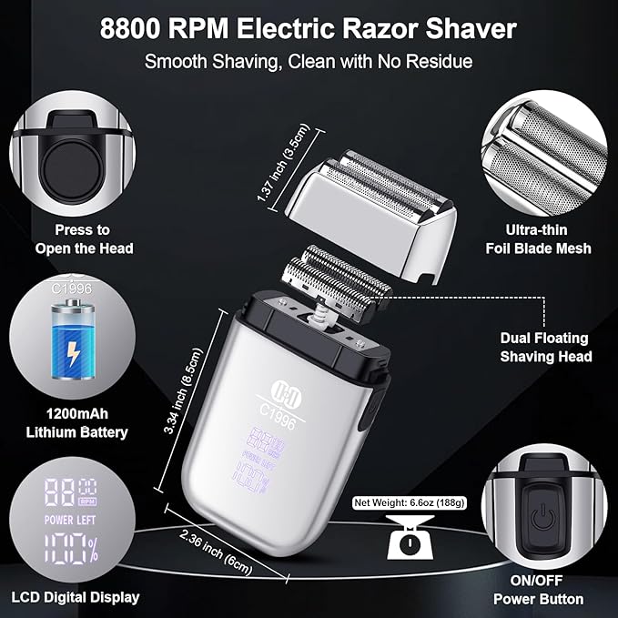 CIICII Mens Hair Clippers and Trimmers Set, Professional Cordless Barber Clippers for Hair Cutting Kit (Electric Razor Shavers & Beard/Hair Trimmer Haircut Kit) Clippers for Men DIY Home Salon