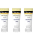Neutrogena Sheer Zinc Oxide Dry-Touch Mineral Sunscreen Lotion, Broad Spectrum SPF 50 UVA/UVB Protection, Water-Resistant, Hypoallergenic and Non-Greasy, Paraben-Free, 3 fl. oz, Pack of 3