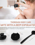 3 PCS Silicone Bath Brush Set,Back Scrubber & Body Brush & Face Brush Set, Super-Exfoliating & Lathering Body Scrubber, Shower Brush, Face Scrubber Combination for HomeBathroom Hotel Travel.(Black)