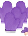 SATINIOR 4 Packs Self Tanning Mitt Applicators Double Sided Sunless Tanning Mittens Reusable Applicator Mittens Tanner Gloves with Thumb(Purple)