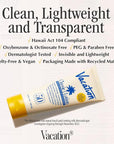 Vacation Classic Sunscreen Lotion SPF 50, Water-Resistant, Lightweight, Transparent on All Skin Tones, Dermatologist-Tested, Vegan, Travel Size, 3.4 Fl. Oz. (Value Pack of 3)