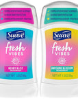 Suave Aluminum-Free Deodorant, Kids & Teen Girls – Fresh Vibes Berry Bliss & Awesome Blossom, 48H Protection, 1.2 Oz Ea
