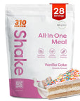 310 Nutrition All-In-One Meal Replacement Shake Powder - Plant-Based Protein Smoothie Blend w/High Fiber, Probiotics & Adaptogens - Low Carb, Vegan, Keto & Paleo Friendly - Vanilla Cake - 28 Srv