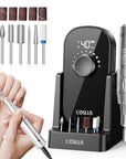 COSLUS Professional Rechargeable Electric Nail Drill 40000 RPM, Portable Nail File with Storage Stand for Acrylic Gel Polishing Removing - Easy to Use for Women, Manicure at Home DIY or Salon, Black
