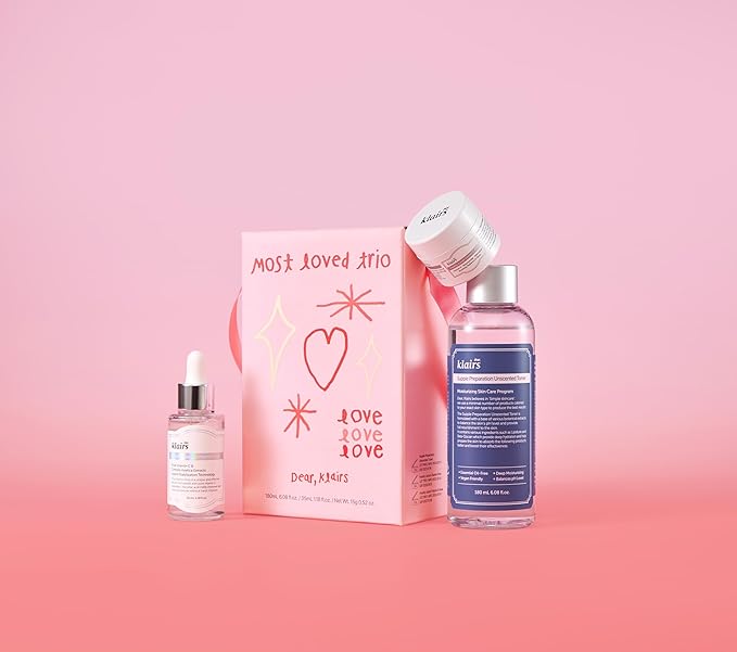 DearKlairs Most Loved Skincare Set - Unscented Toner, Vitamin Serum & E Mask | Korean Glass Skin Routine | Sensitive Skin-Friendly Valentine's Galentines Holiday Gift | Hydrating, Revitalizing