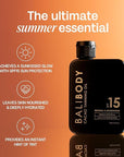Bali Body Cacao Tanning Oil SPF 15 | For Deep Natural-Looking Sun Tan Glow | Hydrating Sun-Tanning Oil Made from Organic Cacao, Chocolate Tint | Vegan, Cruelty Free, Australian Made (100ml/3.4 fl oz)