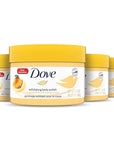 Dove Exfoliating Body Polish Body Scrub Crushed Almond and Mango Butter 4 Count Exfoliating Scrub for Dry Skin Gently Exfoliates to Reveal Healthy Skin 10.5 oz