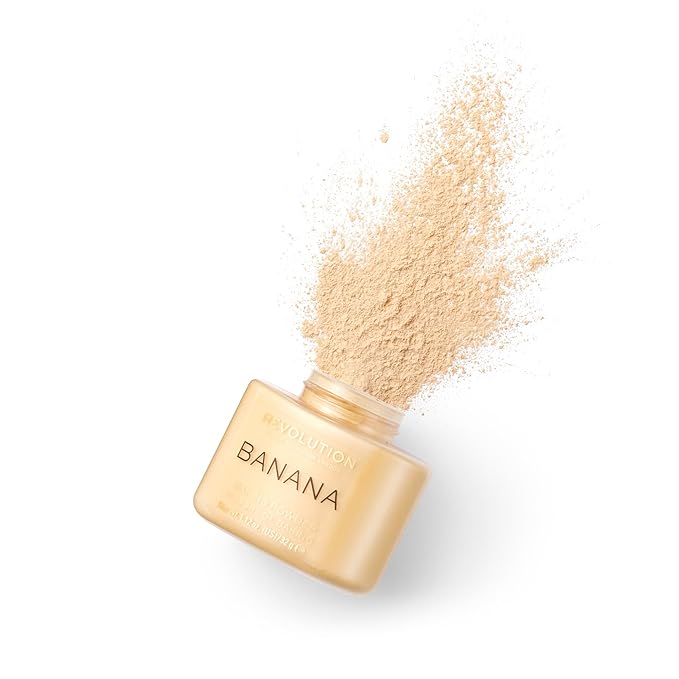 Revolution Beauty London, Loose Baking Powder, Makeup Setting Powder, Long-Lasting Coverage, Mattifies & Reduces Shine, Banana, 1.12 oz