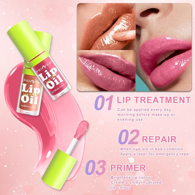 6 Colors Lip Gloss Set, Clear Lip Gloss and Glow Lip Oil for Woman, Moisturizing Lipgloss Pack, Non-sticky and Hydrating Fat Oil Lip Gloss