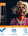 MEICOLY Orange Face Body Paint Stick(1.06 Oz),Cream Blendable Face Paint,Orange Eye Black Baseball/Softball,Sweatproof Waterproof Face Painting for Halloween Pumpkin Special Effects SFX Cosplay Makeup