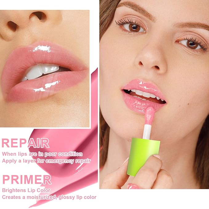 6 PCS Hydrating Lip Oil, Big Brush Head Lip Glaze Shiny Transparent Lip Glow Oil, Nourishing & Non-sticky Long Lasting Fresh Clear Smooth Lip Care Plumping Lip Oil (SET B)