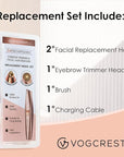 Replacement Heads for Eyebrow Facial Trimmer: Original Heads Replacement Set for 2 in1 Facial Eyebrow Trimmer - Suitable for Model VG-102, VG-1023,VG-1024