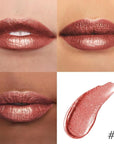 evpct Copper Metallic Glitter Lip Liner and Lipstick Combo Lip Gloss Stain Set Makeup for Women Long Lasting Waterproof 24, Bronze Gold Mocha Metallic Shimmer Frosted Iridescent Glossy Liquid Lipstick