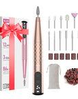 Mfish Professional Nail Drill Kit, Electric Nail File for Acrylic/Gel Nails,12 Bits, Adjustable Speeds, Portable Cordless Electric Nail Tools for Home & Salon Use