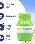 Solar Buddies Sunscreen Applicator - Single Full Green - Refillable Roll on Sponge Sunscreen, Suncream & Lotion Applicator For Kids, Adults & Families - Holds 3.4fl oz, Perfect Size for Travel