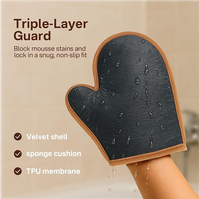 4 in 1 Self Tanning Mitts Self Tanner Mitt Applicator Kit,Self Tanning Mitt Applicator Kit With Self Tanning Glove,Back Tanning Applicator, Mini Tan Mit, Exfoliating Mitt