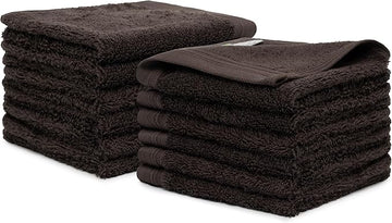 100% Cotton Washcloths Set 13” x 13” | Chocolate Towels | Set of 24 Ultra Soft and Highly Absorbent Washcloths Sets for Bathroom, Gym, Hotel, Spa | Machine Washable Face Towel