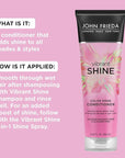 John Frieda Vibrant Shine Shampoo, Hydrating Conditioner with Rosehip Oil for Glossy & Shiny Hair, Enhances Shine for Radiant, Glossy Hair Across All Shades, Styles, & Textures. 8.45 Oz