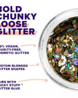 UNICORN SNOT Macro Face & Body Glitter | Cosmetic Grade Large-Particle Loose Glitter | Holiday Stocking Stuffer & Christmas Makeup | Safe for Face, Easy Application & Removal - Solar (Gold)