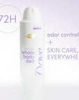 Dove Whole Body Deo Aluminum Free Invisible Spray Deodorant Coconut & Vanilla for 72h Odor Control 4 oz