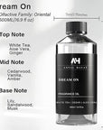 Dream on Essential Oil Scent 500mL - Luxury Home Aromatherapy Diffuser Oil - Formulated with Hints of Bright White Tea, Sweet Vanilla, & Earthy Cedar - Inspired by One Hotel Miami Beach