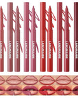 LANGMANNI 6Pcs Sculpting Matte Velvet Lip Liner Set,Smooth Creamy Texture,Waterproof And High Pigmented For Girls Daily Application Lip Makeup(7+8+9+10+11+12)