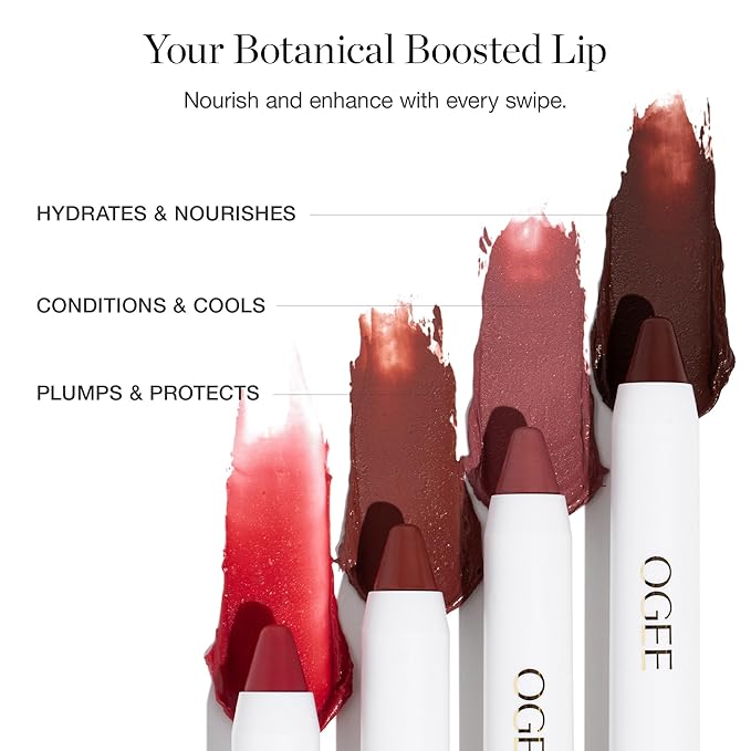 Ogee Tinted Sculpted Lip Oil - Lip Stain Made with 100% Organic Coconut Oil, Jojoba Oil, and Vitamin E - Best as Lip Balm, Lip Color or Lip Treatment - PETUNIA (Sheer Blush)