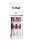 KISS imPRESS No Glue Mani Press On Nails, Design, 'Reset', Multicolor, Short Size, Oval Shape, Includes 30 Nails, Prep Pad, Instructions Sheet, 1 Manicure Stick, 1 Mini File
