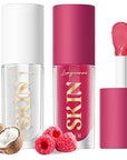 LANGMANNI Moisturizing Lip Oil,No-Sticky Lip Gloss Lip Balm Lip Care,Fruit Flavoured Lip Oil For Dry Lip's Moisturizing Hydrating And Nourishing ((Raspberry+Coco))