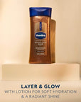 Vaseline Glazed and Glisten Golden Hour Body Gel Oil Glow Vanilla Cocoa Shimmering with Ultra-Hydrating Lipids and 100% Pure Cocoa Butter, 6.8 Oz
