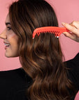 Big Hair Tools Extra Large Wide Tooth Comb for Thick, Curly, Wavy or Long Hair - Frizz-Free Detangling Shower Comb - Orange
