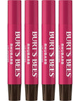 Burt's Bees Shimmer Lip Tint Set, Tinted Lip Balm Stick, Moisturizing for All Day Hydration with Natural Origin Glowy Pigmented Finish & Buildable Color, Rhubarb (4-Pack)