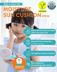 GOONGBE Sun Lotion SPF 40 & Moisture Sun Cushion SPF 50-100% Zinc Oxide Mineral Sunscreen - Vegan Reef-Safe for Babies Kids Adults - Korean Skincare, 2.82oz & Cushion 0.81oz