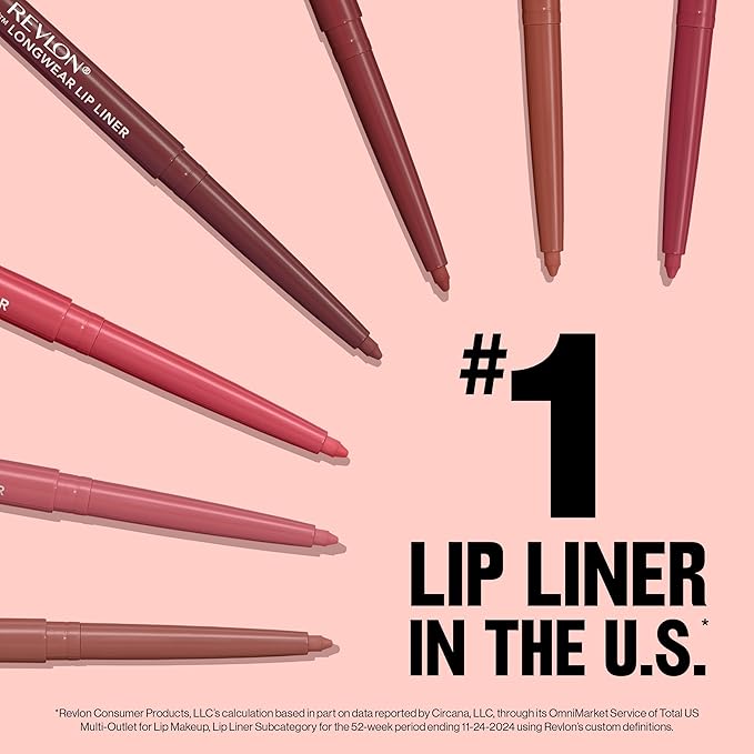 Revlon Colorstay Lip Liner with Built-In Sharpener, Valentine's Day Makeup Gifts for Women, Longwear Rich Colors, Smooth Application, 655 Rose, 0.01 oz