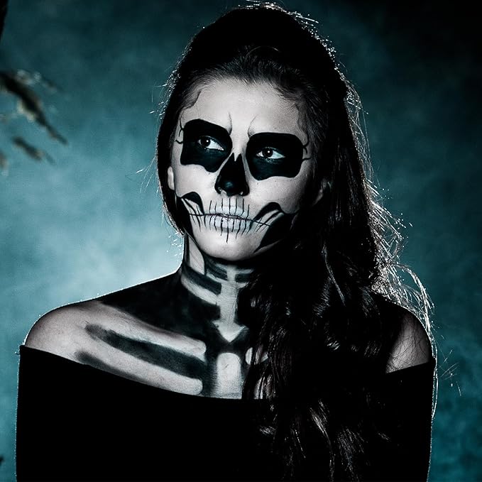 Black and White Face Body Paint Stick, White Foundation Makeup, Eye Black Stick for Sports, Professional Halloween Face Makeup Kit for Mime Zombie Clown Vampire Skeleton Skull Joker Costume