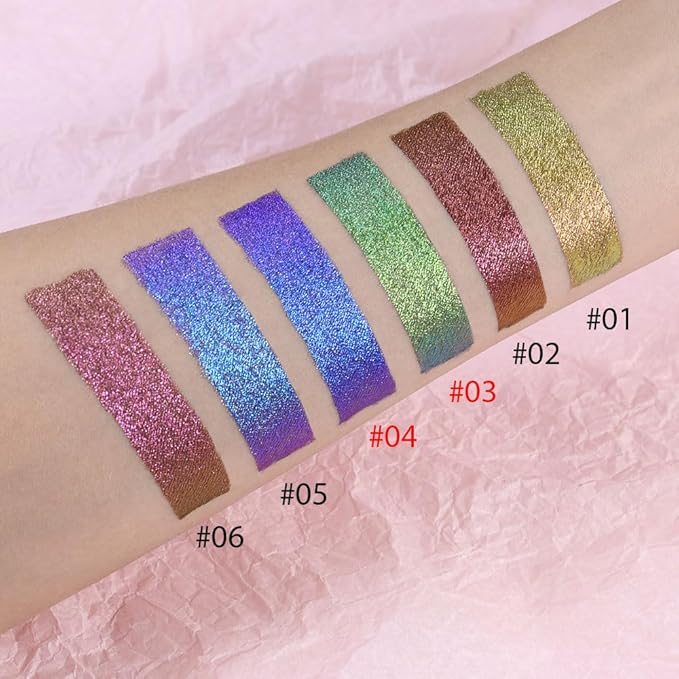 Duochrome MultiChrome Chameleon Liquid Metallic Eyeshadow 2 Pcs Set, Green Purple Blue High-Impact Multi-Dimensional Finish, Silky Smooth and High Pigment Holographic Glitter Eyeshadow Makeup (Set02)