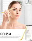ennva Eyebrow Razor for Women - Eyebrow Trimmer Dermaplaning Tool- Ergonomic Eyebrow Shaper and Facial Razor for Peach Fuzz-Exfoliating Face Razor for Eyebrows-Eye Brow Shaver Razors w/ 7 Blades- Gold