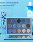 Afflano Blue Eyeshadow Palette Matte Shimmer, Highly Pigmented Waterproof Space Blue Eye Shadow Palette, Navy Silver Blue Glitter Eyeshadow Pallet for Christmas Snowflake Blue Eyes Makeup