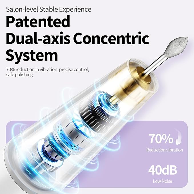 Electric Nail Drill Kit Professional - 9 Speed Cordless Electric Nail File with LED Display, Portable Nail Drill Machine for Acrylic Gel Nails, Hand Feet Trimmer Buffer Tool for Women Men Baby White