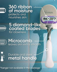 Gillette Venus Deluxe Smooth Platinum Razors for Women, 1 Venus Razor, 2 Razor Blade Refills, Metal Handle with Anti-Slip Grip