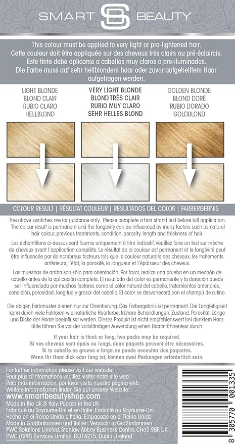Smart Beauty Silver Metallic Hair Dye, Demi Permanent, Silver Toner for Bleached Hair, Plex Anti-Breakage Technology, Cruelty Free, Vegan, for Bleached/Pre-lightened Hair