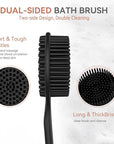 3 PCS Silicone Bath Brush Set,Back Scrubber & Body Brush & Face Brush Set, Super-Exfoliating & Lathering Body Scrubber, Shower Brush, Face Scrubber Combination for HomeBathroom Hotel Travel.(Black)