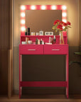 MIRROTOWEL Vanity Desk with Mirror and Lights, Dressing Table with Large Drawer, 2 Level Storage Dresser & 3 Lighting Modes Adjustable Brightness, Suitable for Bedroom