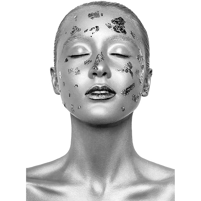 MEICOLY Silver Face Body Paint Stick for Halloween SFX Cosplay Tin Man Makeup,Silver Face Paint for Adults and Kids,Waterproof Eye Black Stick for Baseball Softball Football Lacrosse