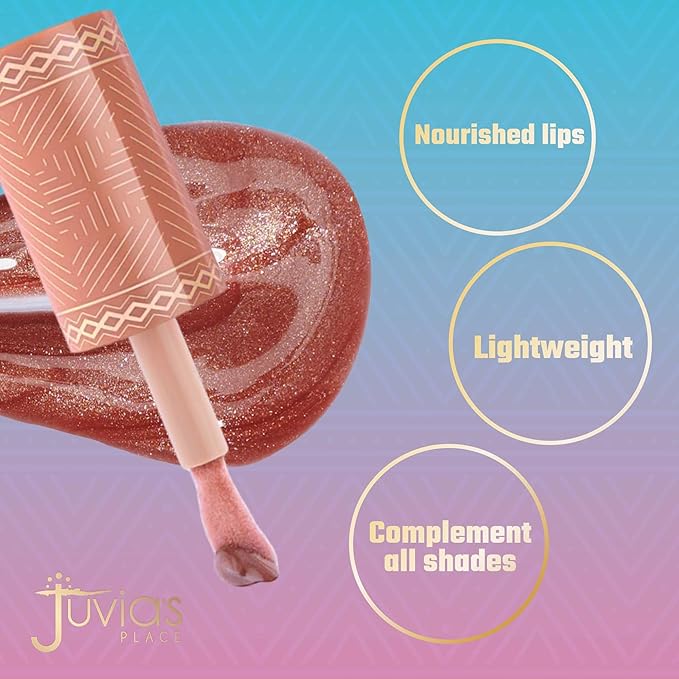 Juvia's Place Nubian Earth Glass Lip Gloss Mirage - Non-sticky Lip Gloss Makeup, Hydrating, Tinted, Shine & Glow Lip Makeup, Beauty & Personal Care Products for Lips