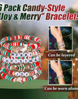 Mysense Red Silver Green Body Glitter Stick and 6 Pack Joy & Merry Christmas Bracelets Set,Christmas Gifts for Grandkids Teens Women,Festive Stocking Stuffers,Party Favors and Decorations