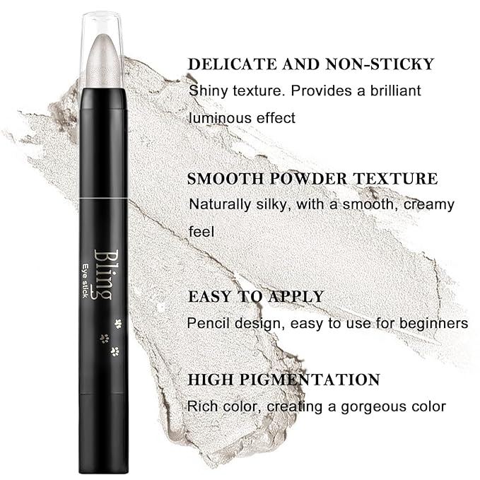 Boobeen Eyeshadow Pencil Crayon Waterproof Stick Shimmer Cream Pen - Create Glitter Eye Makeup, Easy to Use (01#+15#)